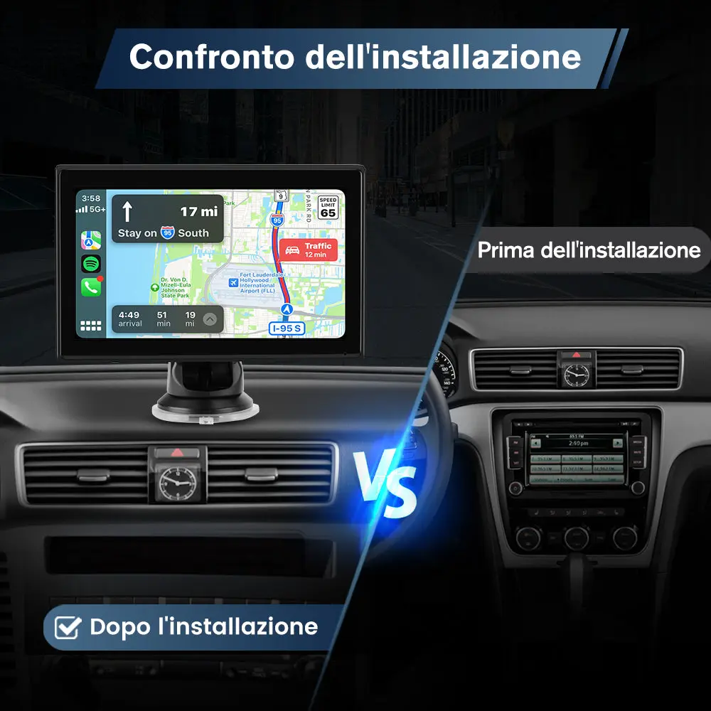 AWESAFE 7 pollici Portatile CarPlay Auto con Telecamera per la retromarcia - FM, AUX, Bluetooth 5.0,Wireless Carplay & Android Auto- con 7-32V Auto/Camion – Image 3