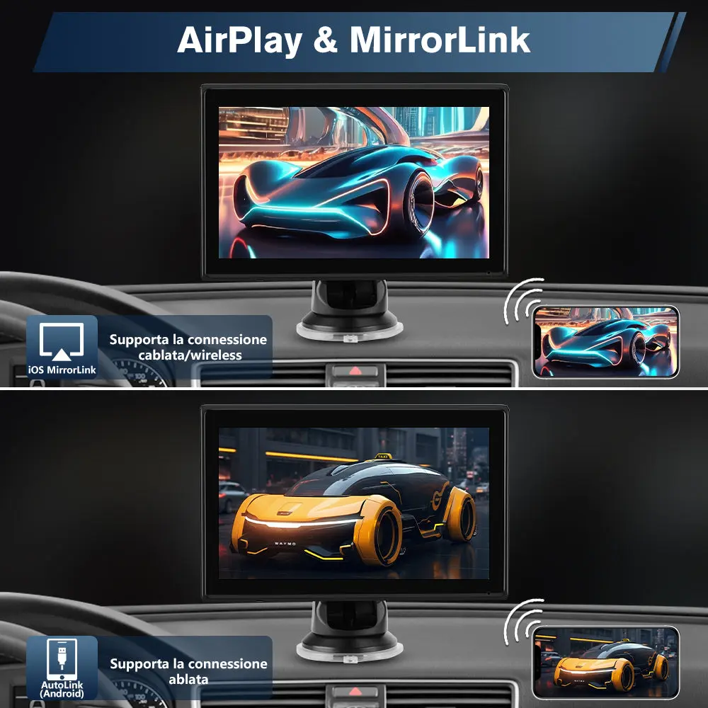 AWESAFE 7 pollici Portatile CarPlay Auto con Telecamera per la retromarcia - FM, AUX, Bluetooth 5.0,Wireless Carplay & Android Auto- con 7-32V Auto/Camion – Image 5