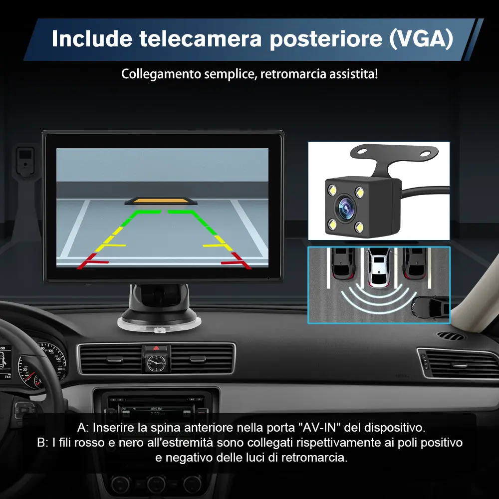 AWESAFE 7 pollici Portatile CarPlay Auto con Telecamera per la retromarcia - FM, AUX, Bluetooth 5.0,Wireless Carplay & Android Auto- con 7-32V Auto/Camion – Image 6