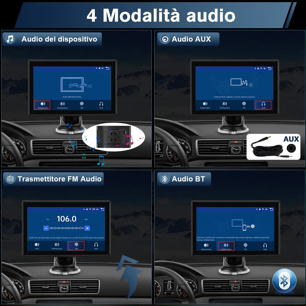 AWESAFE 7 pollici Portatile CarPlay Auto con Telecamera per la retromarcia - FM, AUX, Bluetooth 5.0,Wireless Carplay & Android Auto- con 7-32V Auto/Camion – Image 7