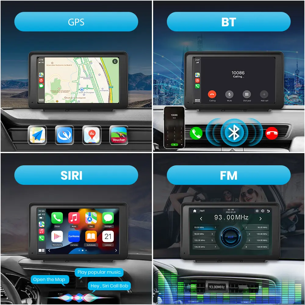 AWESAFE 7'' IPS Screen for CarPlay & Android Auto with Bluetooth Back Up Camera GPS Navigation for Car & Truck Supports Wired & Wireless – Image 4