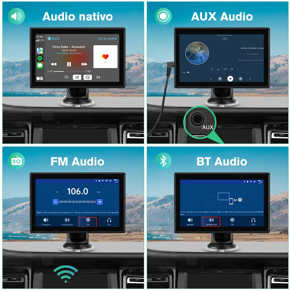 AWESAFE 7” Pantalla de Coche CarPlay/Android Auto Compatible con 7-32V varios modelos de vehiculos,Soporte Navegación en Directo, Control por Voz, Mirror Link,1080P Cámara Trasera – Image 5