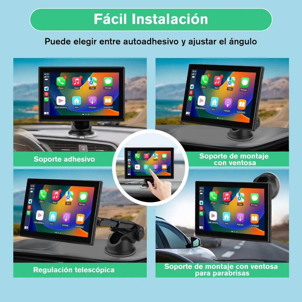 AWESAFE 7” Pantalla de Coche CarPlay/Android Auto Compatible con 7-32V varios modelos de vehiculos,Soporte Navegación en Directo, Control por Voz, Mirror Link,1080P Cámara Trasera – Image 6