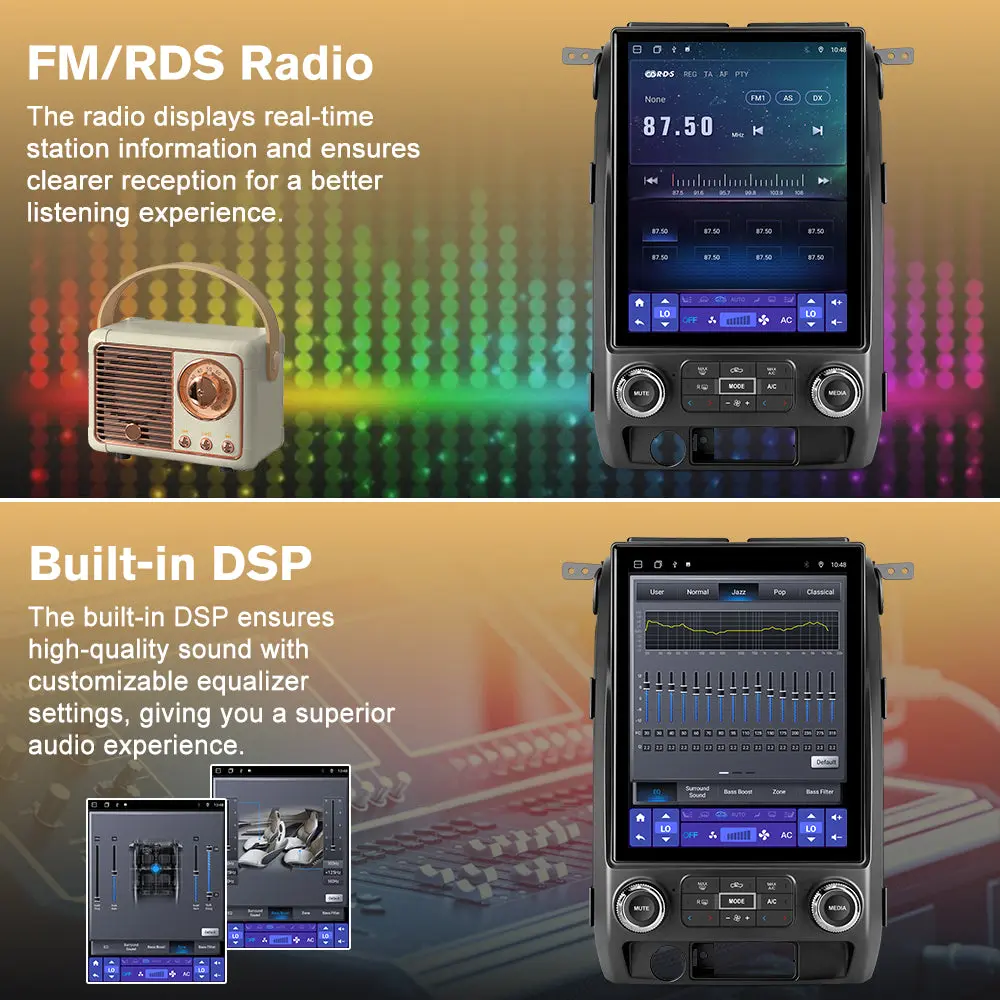 AWESAFE 8-Core 12.1 Inch Car Radio Stereo 【4GB+64GB】 for Ford F150 2009-2012 with Wireless CarPlay Android Auto Bluetooth FM 5G WiFi – Image 6