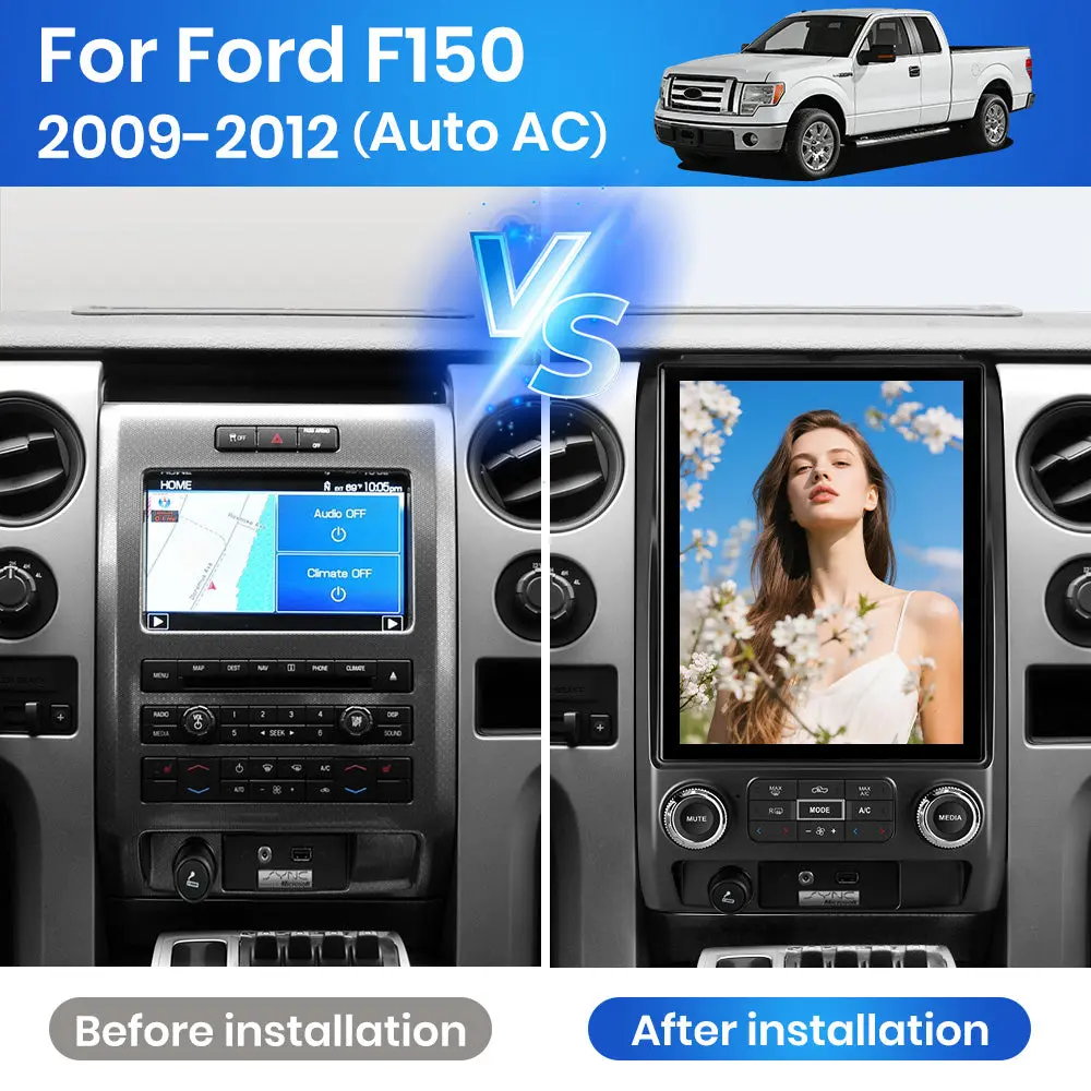 AWESAFE 8-Core 4GB+64GB Car Radio Stereo for Ford F150 2009-2012, Android 13 12.1 Inch T-StyleTouch Screen Stereo, Wireless Apple CarPlay & Android Auto, GPS, WiFi, Bluetooth, DSP, Backup Camera – Image 3
