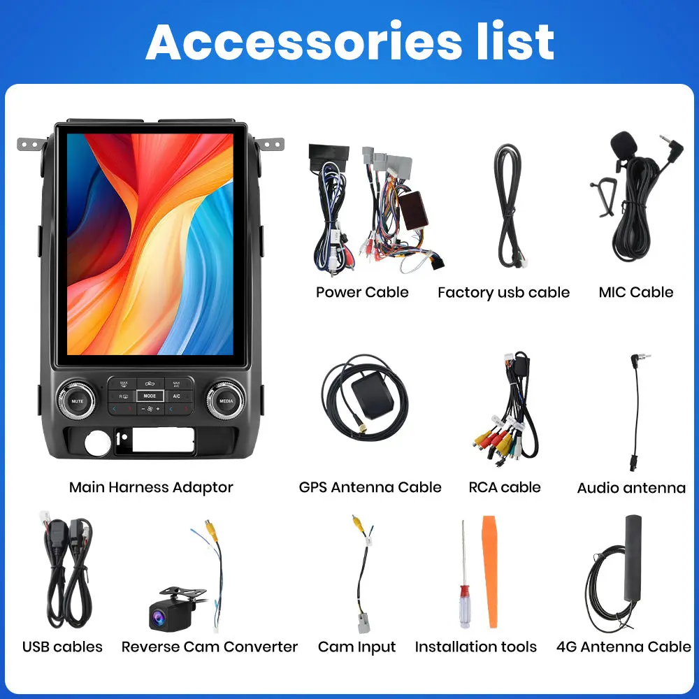 AWESAFE 8-Core 4GB+64GB Car Radio Stereo for Ford F150 2009-2012, Android 13 12.1 Inch T-StyleTouch Screen Stereo, Wireless Apple CarPlay & Android Auto, GPS, WiFi, Bluetooth, DSP, Backup Camera – Image 4