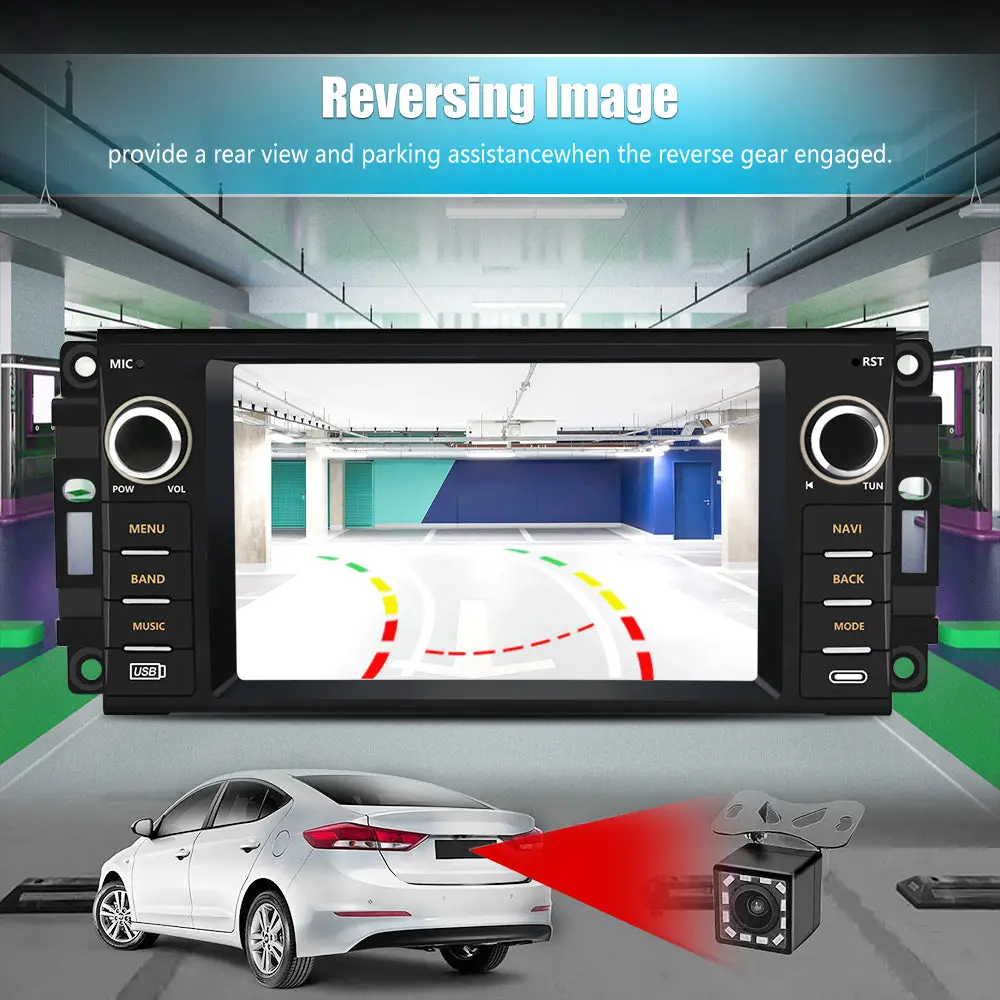 AWESAFE 8 Core Android 13 Car Radio Stereo for Dodge RAM 2009-2012 Avenger Challenger Jeep Wrangler, 7 Inch Touch Screen with Wireless CarPlay Android Auto Backup Camera – Image 8