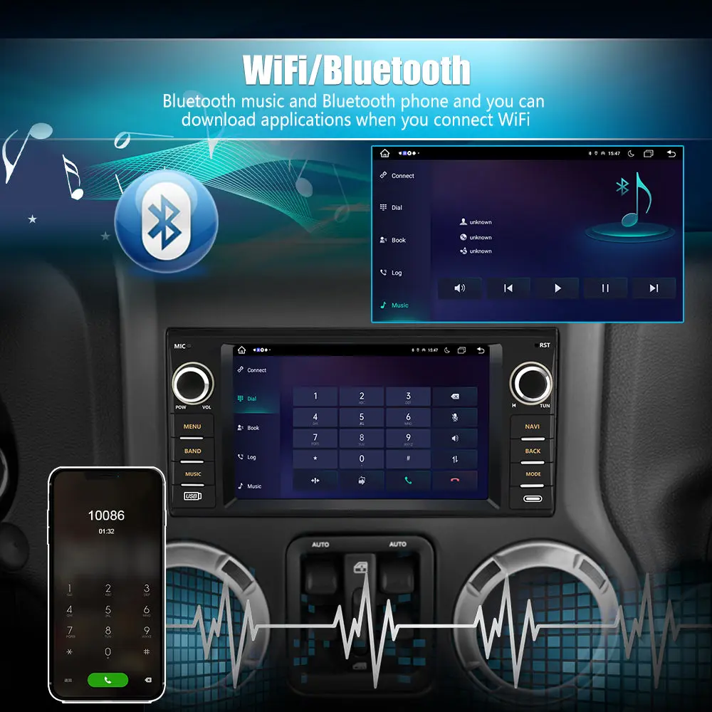 AWESAFE 8 Core Android 13 Car Radio Stereo for Dodge RAM 2009-2012 Avenger Challenger Jeep Wrangler, 7 Inch Touch Screen with Wireless CarPlay Android Auto Backup Camera – Image 7