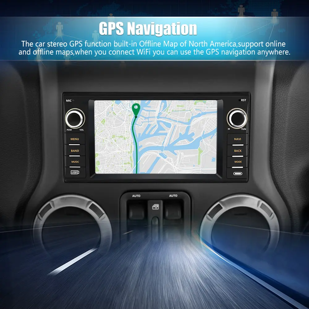 AWESAFE 8 Core Android 13 Car Radio Stereo for Dodge RAM 2009-2012 Avenger Challenger Jeep Wrangler, 7 Inch Touch Screen with Wireless CarPlay Android Auto Backup Camera – Image 6