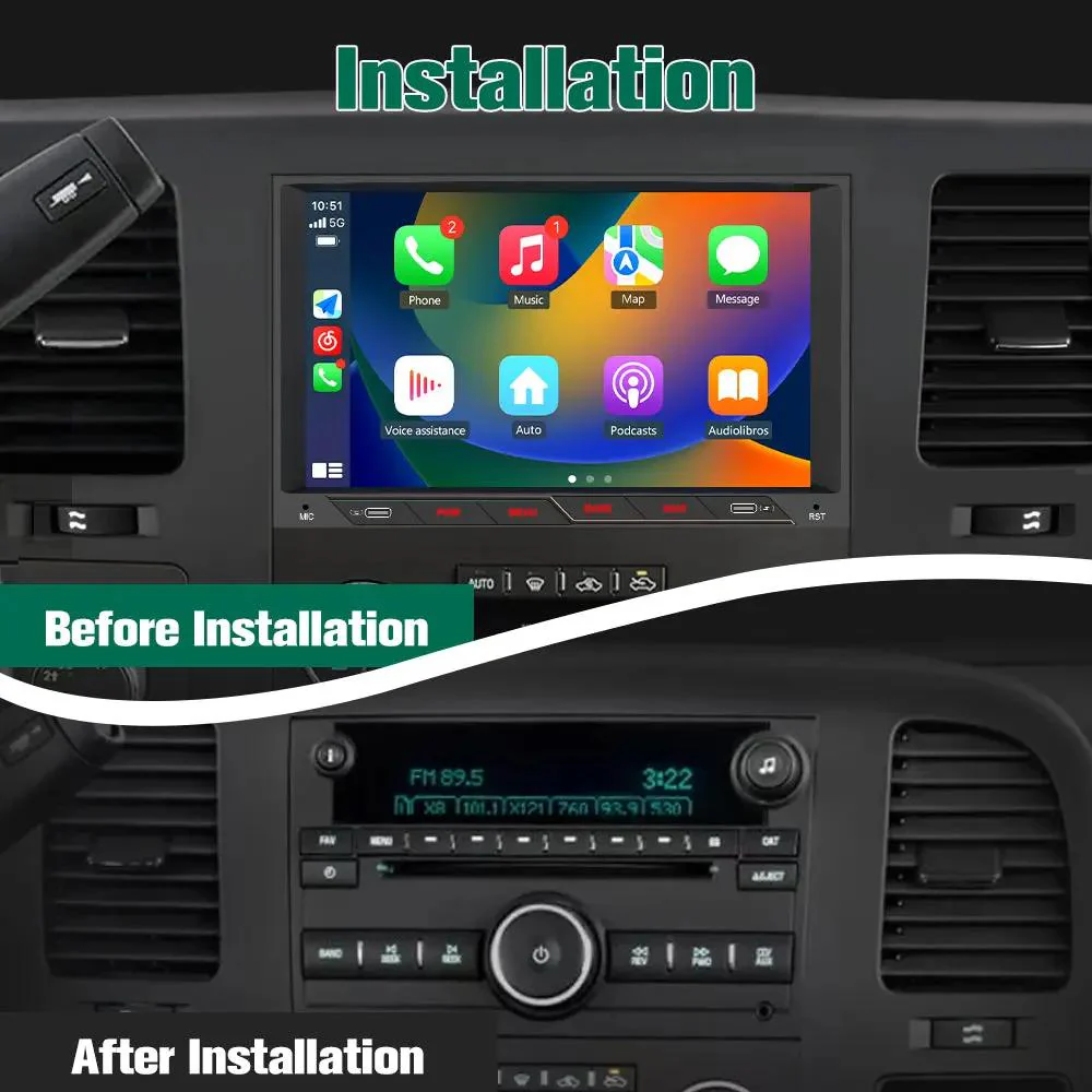 AWESAFE 8 Inch Car Radio Stereo for 2007-2013 Chevy Silverado & GMC Sierra - Wireless CarPlay & Android Auto, 2G+32G/4G+64G, HD Touchscreen, Plug & Play Head Unit Replacement with Bluetooth GPS Navigation DSP Type-C Backup Camera – Image 3