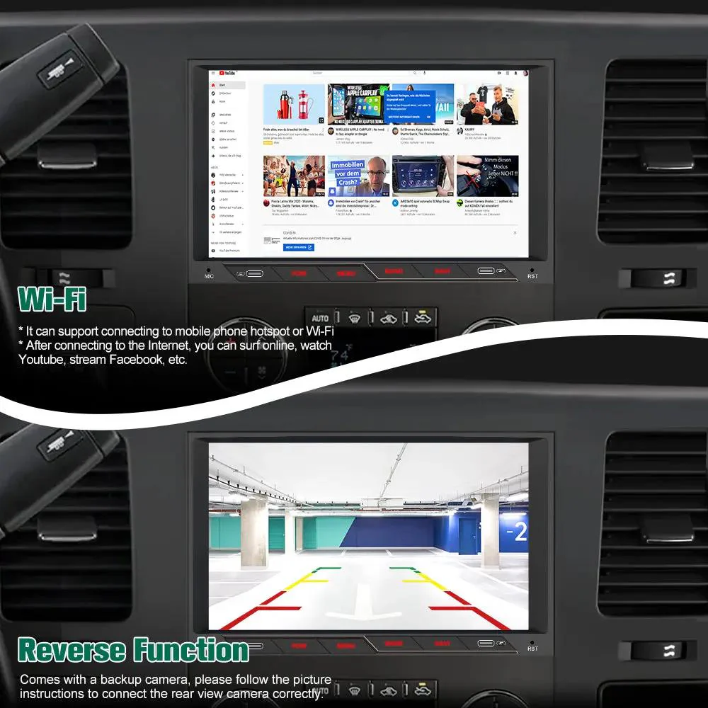 AWESAFE 8 Inch Car Radio Stereo for 2007-2013 Chevy Silverado & GMC Sierra - Wireless CarPlay & Android Auto, 2G+32G/4G+64G, HD Touchscreen, Plug & Play Head Unit Replacement with Bluetooth GPS Navigation DSP Type-C Backup Camera – Image 7