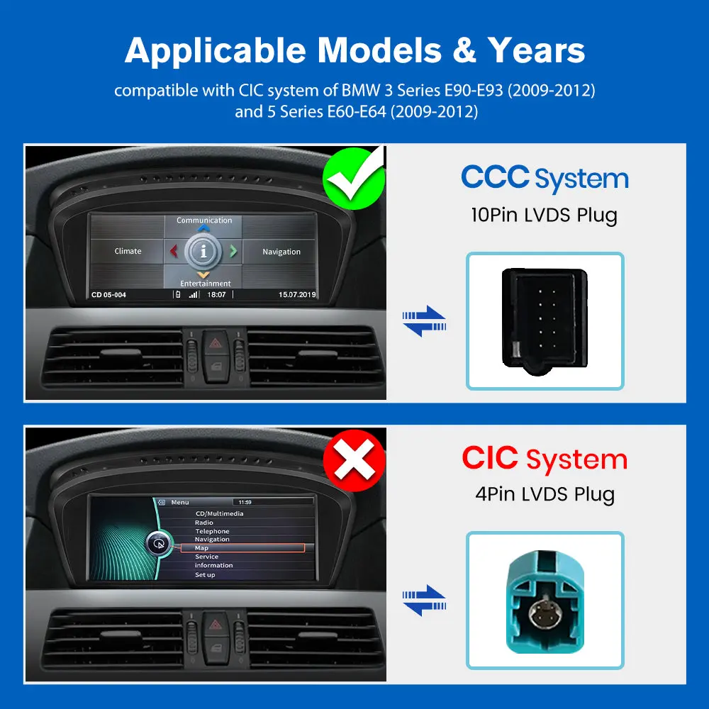 AWESAFE 8.8 Inch Car Radio Stereo For BMW 3/5 Series E60 E61 E63 E64 E90 E91 E92 (2005-2008) CCC Systerm with Wireless CarPlay & Android Auto/Bluetooth/GPS – Image 3