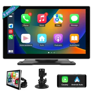 AWESAFE 9 Pollici Autoradio Wireless CarPlay Android Auto con Siri Bluetooth GPS AUX-Argento/Nero