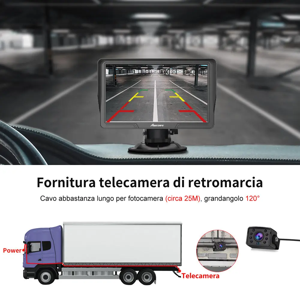 AWESAFE Navigatore GPS Auto Integrato 9 Pollici Schermo Touch Bluetooth WiFi FM Telecamera Retrovisiva Avvisi Sicurezza Tempo Reale Aggiornamenti Mappe Gratuiti – Image 6