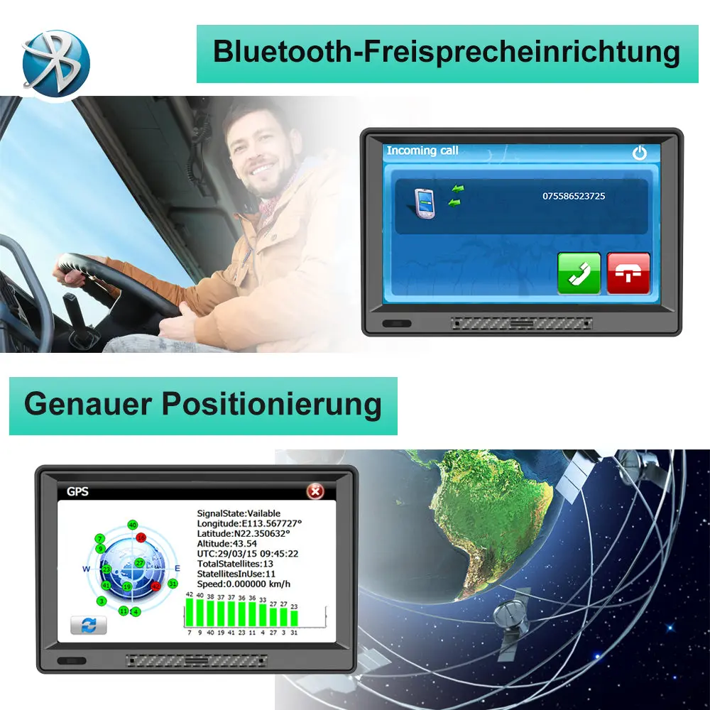 AWESAFE 9 Zoll GPS Navigationsgerät für Auto mit Bluetooth FM Sprachführung inkl Montagehalterung 2025 Europa Karte Jährliche Kostenlose Updates – Image 3