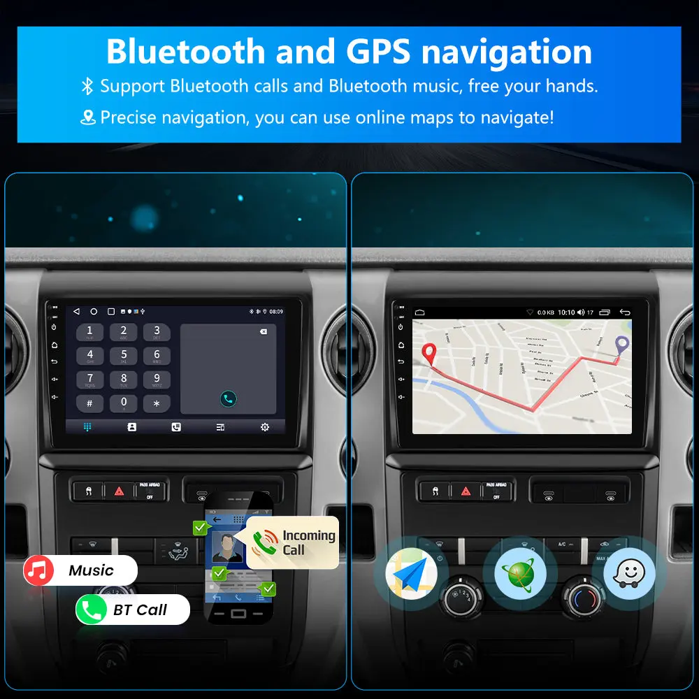 AWESAFE 9 inch Car Radio for Ford F150 2009-2012(Only Fit Manual AC)with Wireless CarPlay Android Auto Bluetooth/GPS/WiFi/Back-up Camera/SWC/FM/Type-C/USB/DSP – Image 6