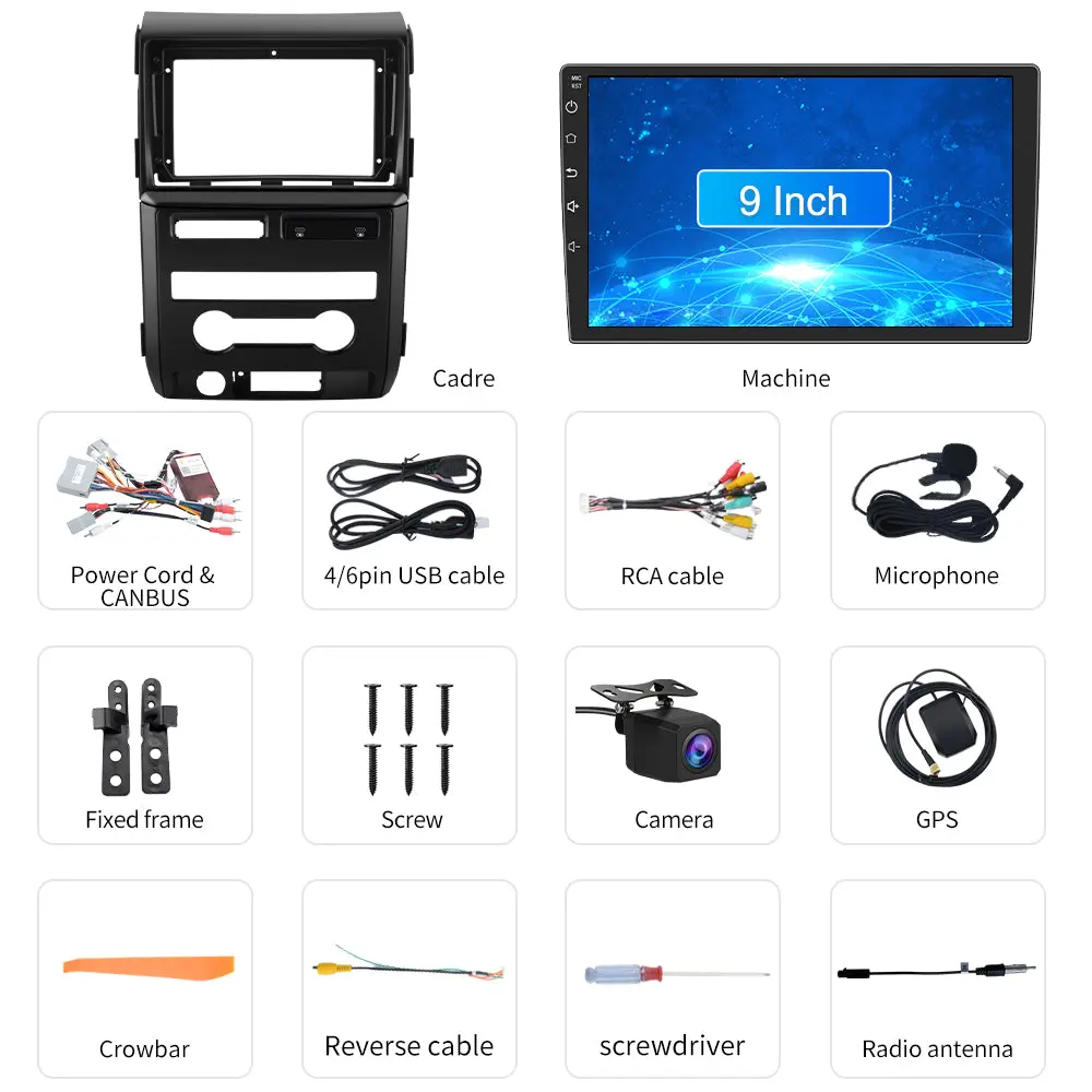 AWESAFE 9 inch Car Radio for Ford F150 2009-2012(Only Fit Manual AC)with Wireless CarPlay Android Auto Bluetooth/GPS/WiFi/Back-up Camera/SWC/FM/Type-C/USB/DSP – Image 8