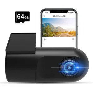 AWESAFE AHD 1080P Mini Dash Cam - WiFi Car Camera with Night Vision, 24H Parking Mode, WDR, Loop Recording, G-Sensor & App | Supports 64GB | Black