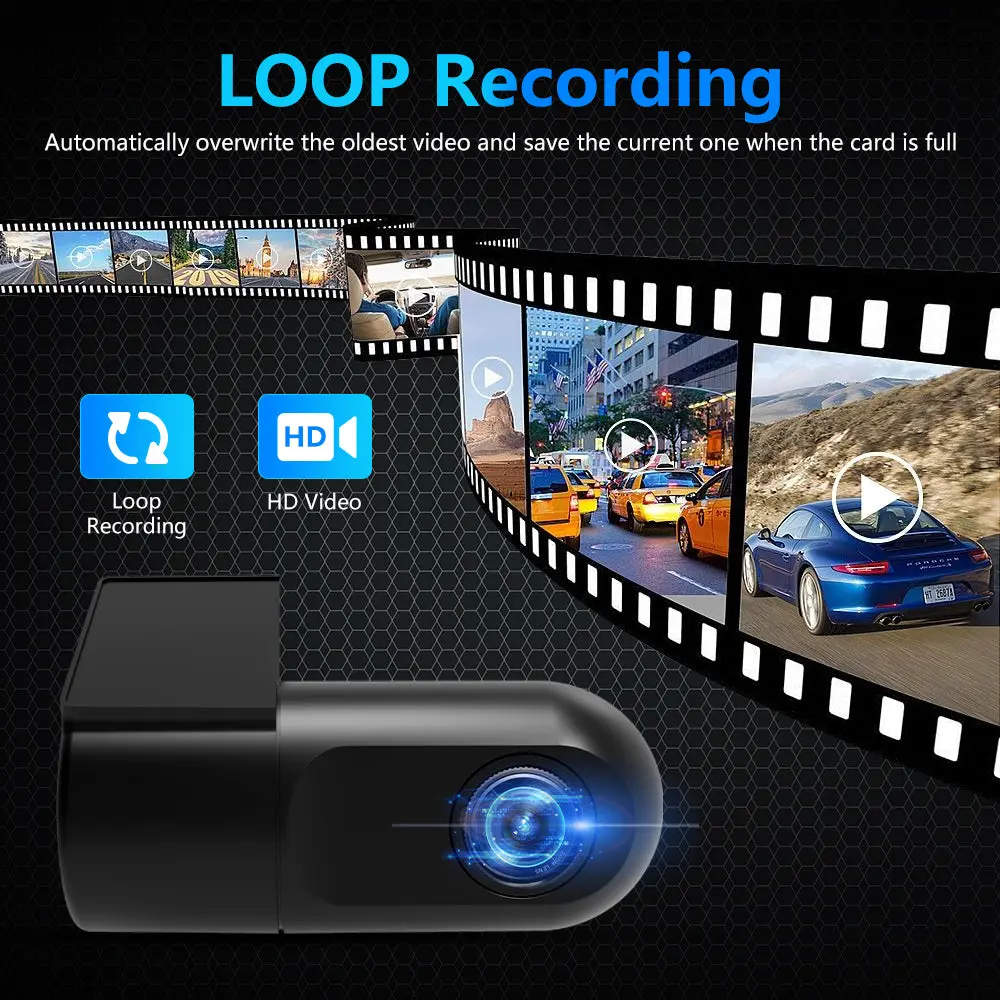 AWESAFE AHD 1080P Mini Dash Cam - WiFi Car Camera with Night Vision, 24H Parking Mode, WDR, Loop Recording, G-Sensor & App | Supports 64GB | Black – Image 4