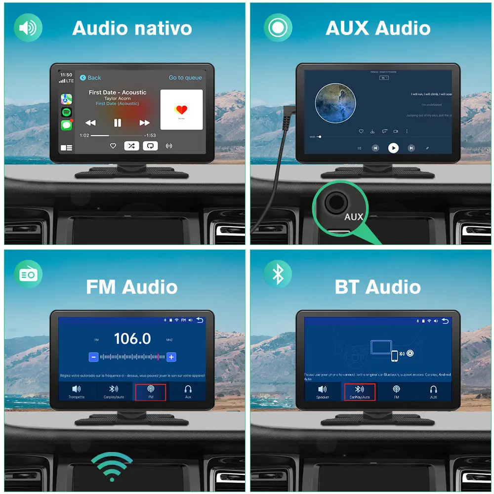 AWESAFE 9 Pulgades Pantalla Coche con CarPlay/Android Auto, Mirror Link,FM,Bluetooth,Aux – Image 6