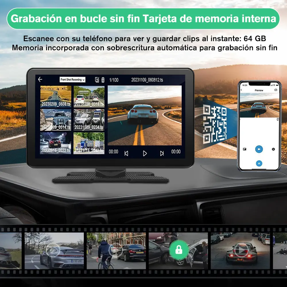 AWESAFE 9 Pulgades Pantalla Coche con CarPlay/Android Auto, Mirror Link,FM,Bluetooth,Aux – Image 7