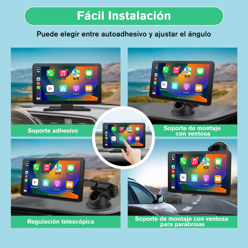 AWESAFE 9 Pulgades Pantalla Coche con CarPlay/Android Auto, Mirror Link,FM,Bluetooth,Aux – Image 8