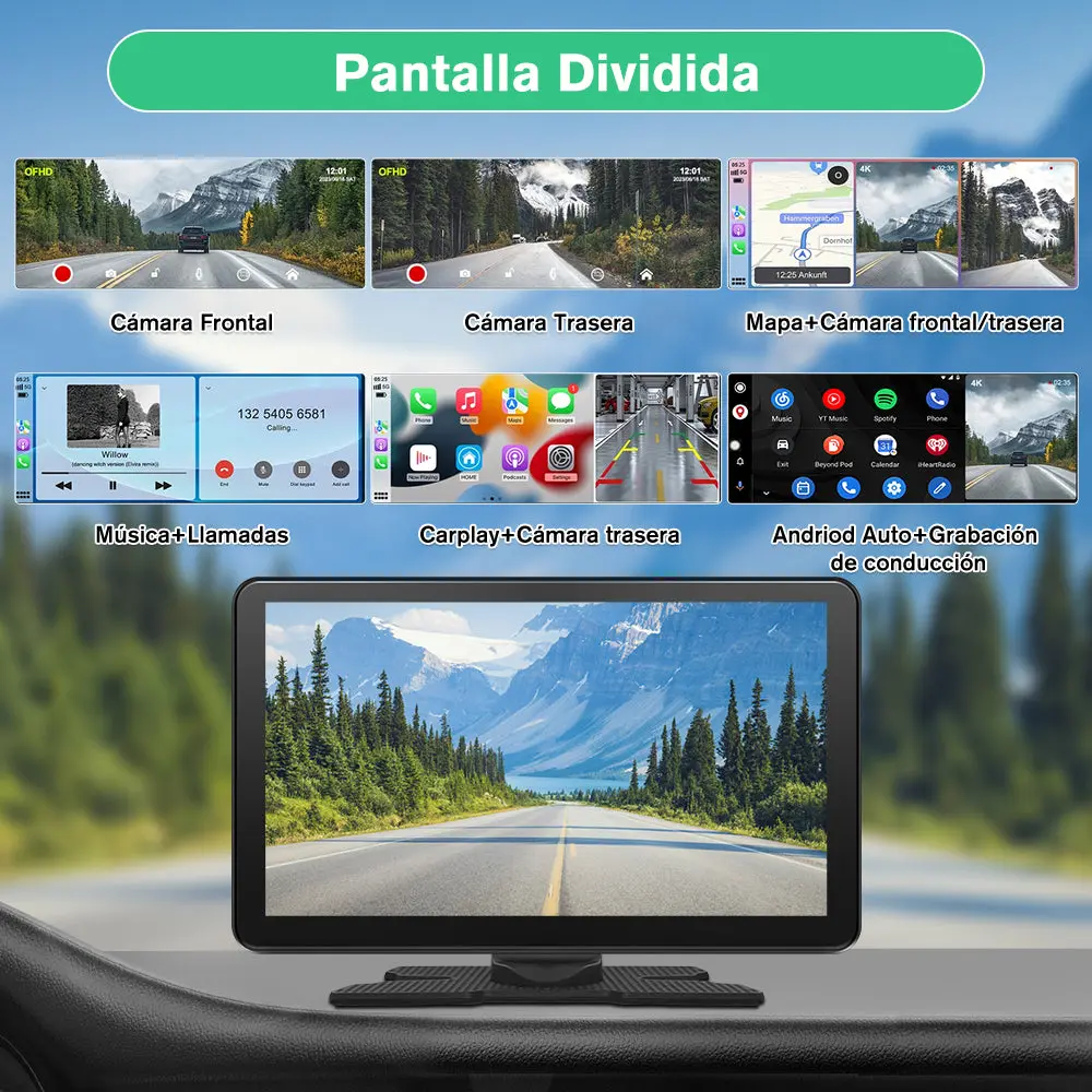 AWESAFE 9 Pulgades Pantalla Coche con CarPlay/Android Auto, Mirror Link,FM,Bluetooth,Aux – Image 9