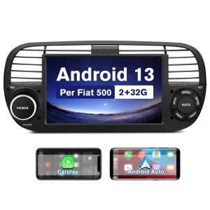 AWESAFE 7 Pollici Android 13 Autoradio per Fiat 500 (2007-2015) con CarPlay/Android Auto GPS Bluetooth WIFI FM RDS Comandi al Volante (Non compatibile con 500C/500L/500X)