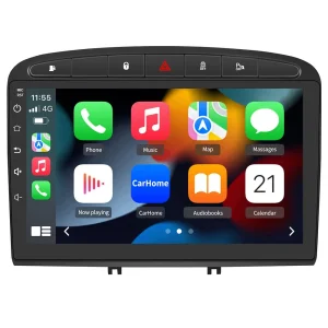 AWESAFE Autoradio Carplay pour Peugeot 308/408(2007-2013),Android 13 Lecteur Radio 9 Pouces Écran Tactile avec GPS Navigation/Android Auto/WiFi/SWC/Bluetooth/Aide au stationnement【2Go+ 32Go】-Noir
