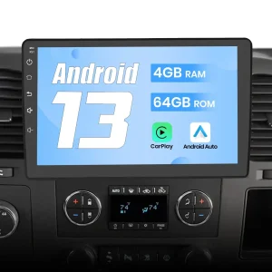 AWESAFE Android 13 10.1'' Car Stereo with Touchscreen,Wireless CarPlay & Android Auto, Bluetooth, 4GB RAM 64GB Storage, Qualcomm 6125 - Compatible with GMC YUKON Sierra Savana Chevrolet Silverado HHR Suburban