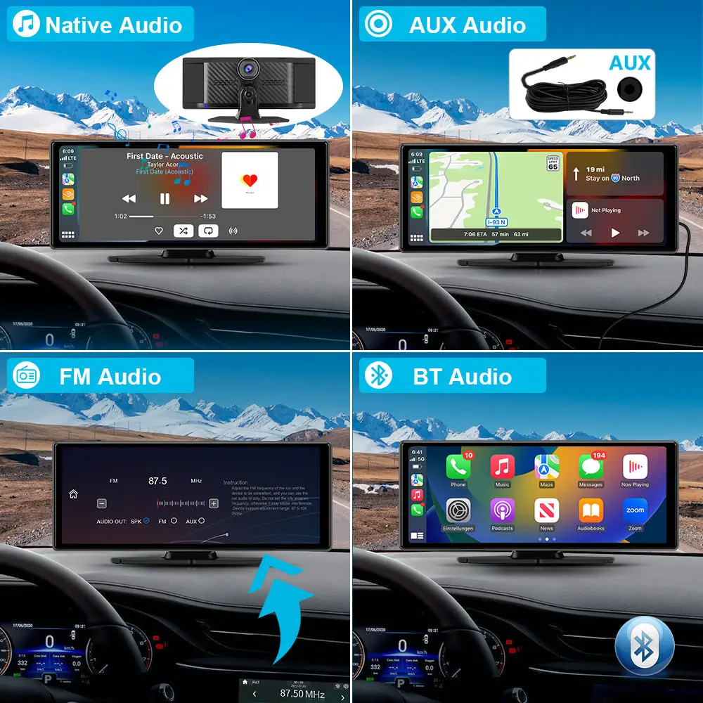 AWESAFE Android 13 10.26’‘ Screen Car Display Compatible with CarPlay and Android Auto,4K Dash Cam Front 1080P Reversing Camera Wireless Connect Radio – Image 6