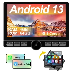 AWESAFE Android 13 1DIN Autoradio 10,6-Zoll Touchscreen 8-Kern 4+64GB mit 4G-SIM-Steckplatz (ohne SIM-Karte), Bluetooth, WLAN, kabellos CarPlay & Android Auto