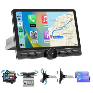 AWESAFE Android 13 2GB+ 32GB 10.6" Radio Coche 1 DIN Universal con Pantalla Táctil Inclinable y Giratoria, Autoradio Admite CarPlay/Android Auto Inalámbrico/MirrorLink/WiFi/4G/Bluetooth