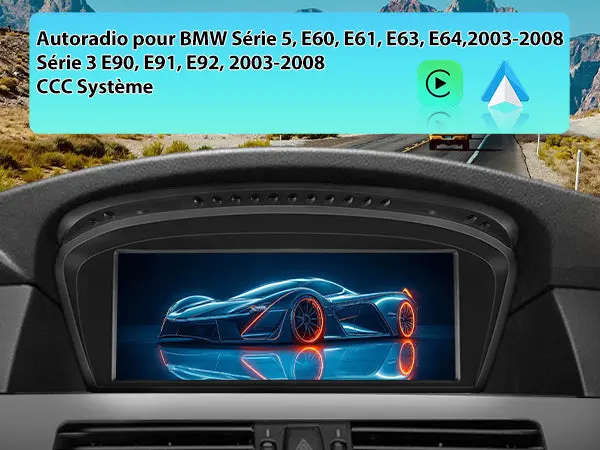AWESAFE 2G+8G Autoradio Stéréo 8,8 pouces écran tactile avec Bluetooth, GPS, CarPlay et Android Auto pour BMW E60/E90 système CCC (2003-2008) – Image 3