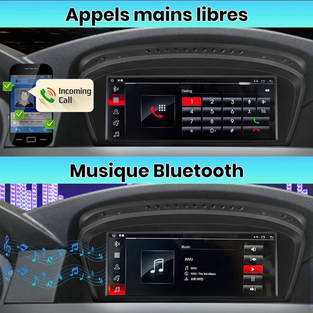 AWESAFE 2G+8G Autoradio Stéréo 8,8 pouces écran tactile avec Bluetooth, GPS, CarPlay et Android Auto pour BMW E60/E90 système CCC (2003-2008) – Image 5
