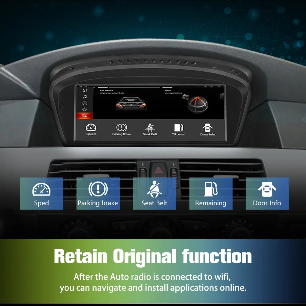 AWESAFE 8-Core 4G+64G Car Radio Stereo for BMW Serie 3/5 E60 E61 E63 E64 E90 E91 E92 CCC (2004-2008),8.8 Inch Android 13 Touch Screen Rdaio with Built-in Wireless CarPlay & Android Auto – Image 4