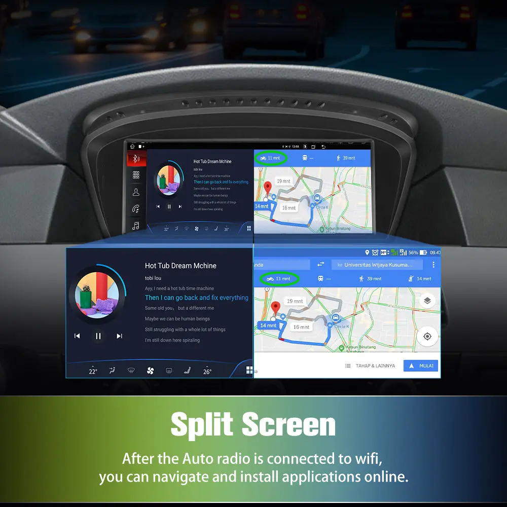 AWESAFE 8-Core 4G+64G Car Radio Stereo for BMW Serie 3/5 E60 E61 E63 E64 E90 E91 E92 CCC (2004-2008),8.8 Inch Android 13 Touch Screen Rdaio with Built-in Wireless CarPlay & Android Auto – Image 8