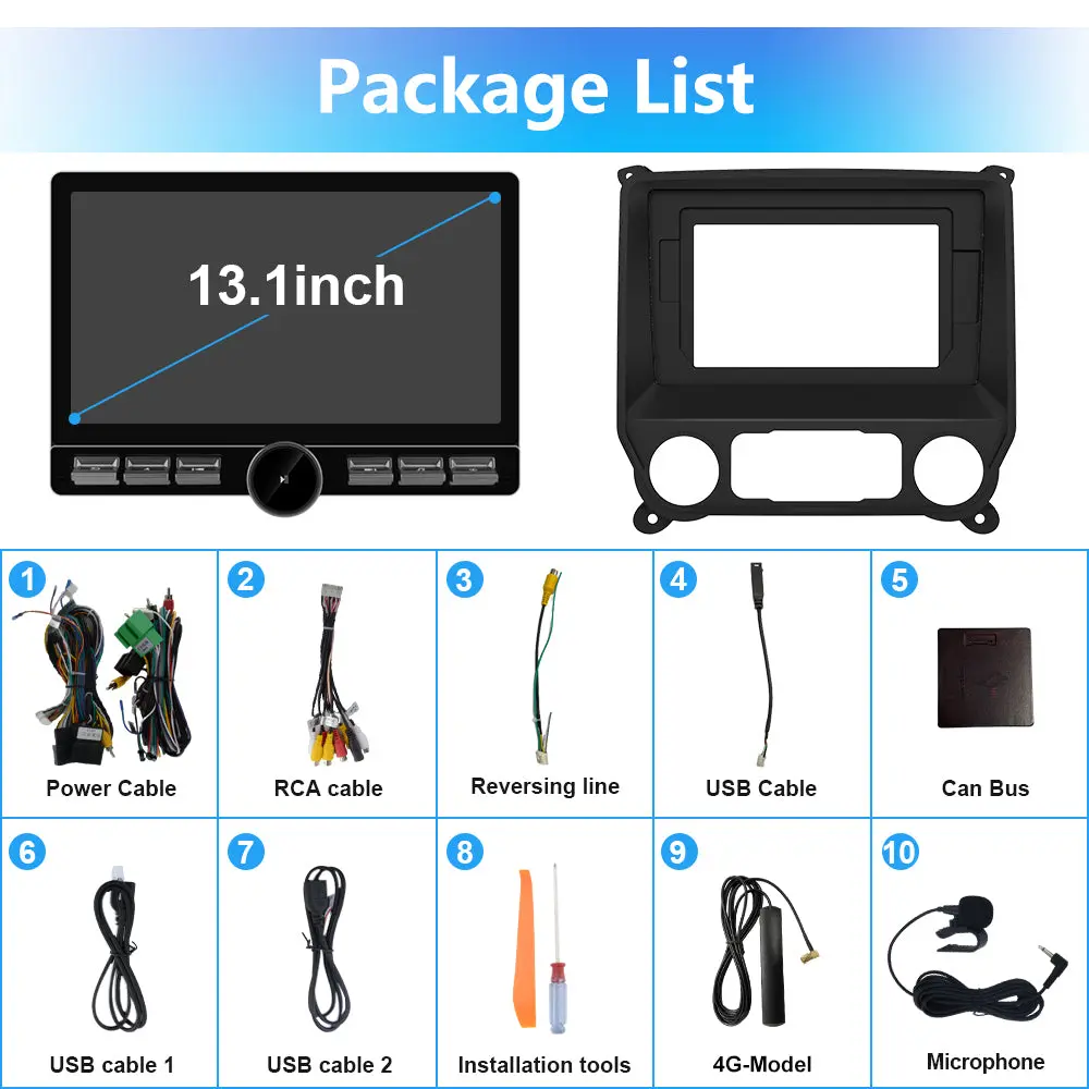 AWESAFE 13.1 Inch Touchscreen Android 13 Car Radio Stereo for Chevrolet Silverado 2014-2018,Qualcomm Chip,4GB+64G, with Backup Camera, Single Knob,Supports Dual Bluetooth,4G,Wireless CarPlay & Android Auto – Image 8