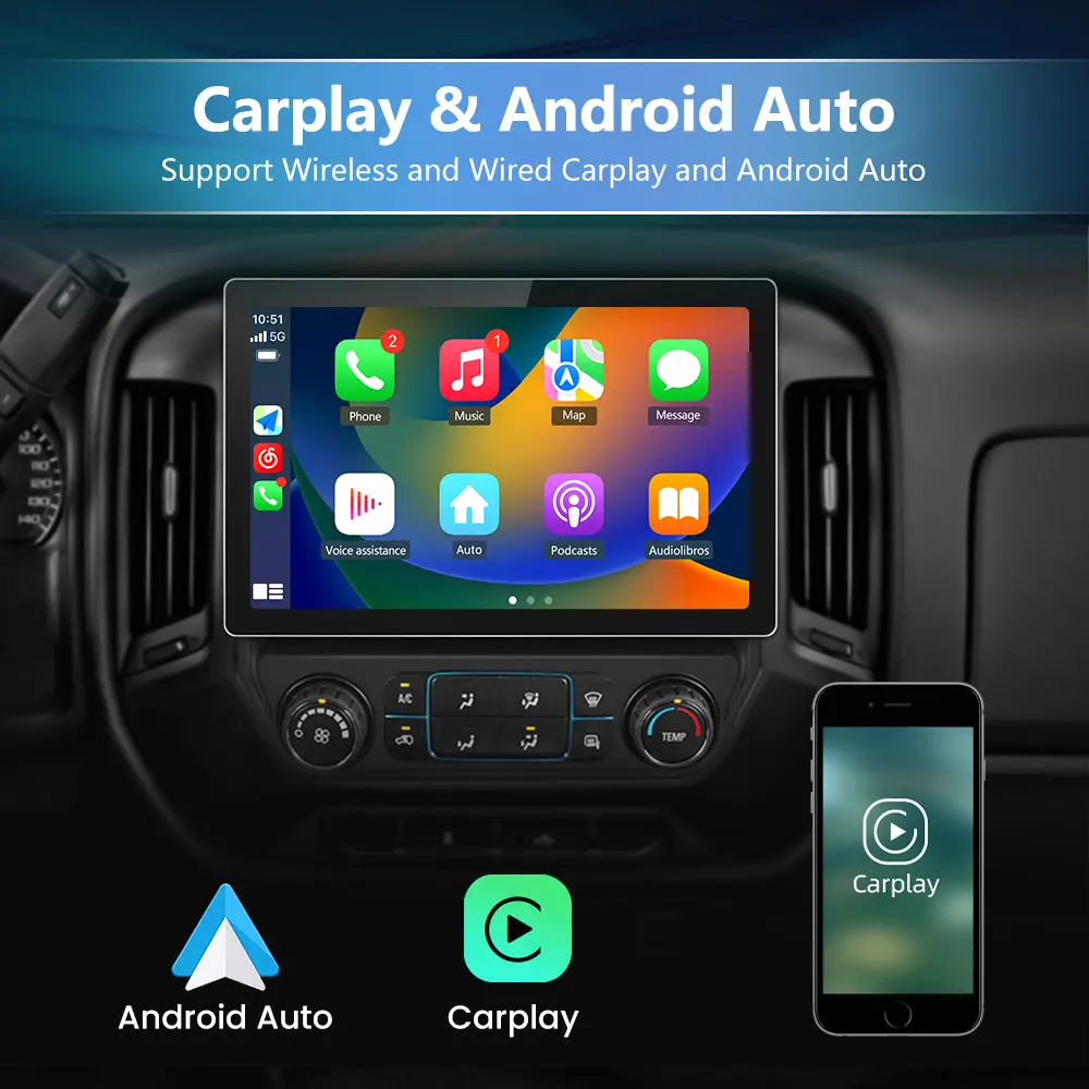 AWESAFE 13.1 inches Android 13 Car Radio Stereo for Chevy Silverado 2014-2018 & GMC Sierra 2014-2018 with Built-in Wireless CarPlay & Android Auto – Image 4
