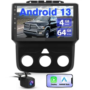 AWESAFE Android 13 4G+64G Car Radio Stereo Qualcomm Chip for Dodge RAM 1500 2500 3500 2013 2014 2015 2016 2017 2018 （Manual AC), 8 Core with CarPlay Android Auto Bluetooth GPS WiFi