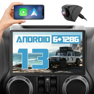 AWESAFE 6+128G Android 13 Car Stereo for Jeep Wrangler/Unlimited Compass Grand CherokeDodge Grand Ram Pickup with Built-in Wireless Apple CarPlay & Android Auto,Backup Camera, 11.5 inch Touch Screen Bluetooth Radio