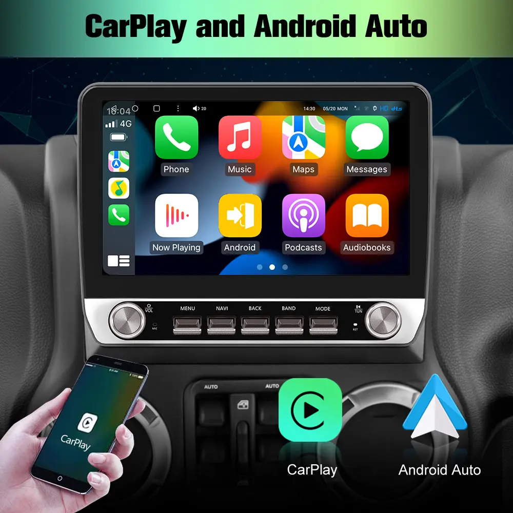AWESAFE 10.1'' Android 13 Car Stereo 2G+64G Dual Knobs for Jeep Wrangler/Chrysler Sebring/Dodge Ram with Backup Camera,Bluetooth,FM , GPS, Wireless CarPlay & Android Auto – Image 3