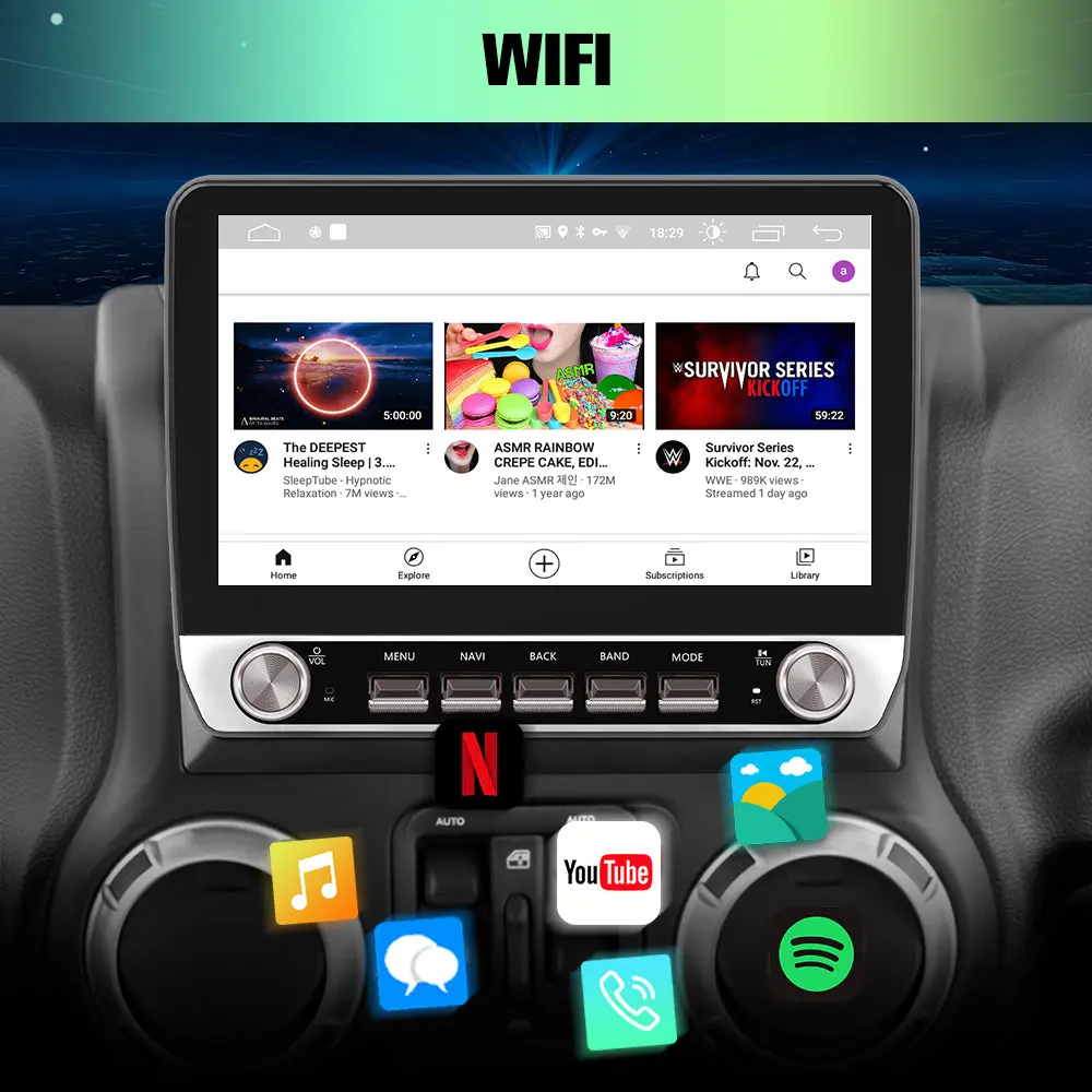 AWESAFE 10.1'' Android 13 Car Stereo 2G+64G Dual Knobs for Jeep Wrangler/Chrysler Sebring/Dodge Ram with Backup Camera,Bluetooth,FM , GPS, Wireless CarPlay & Android Auto – Image 4