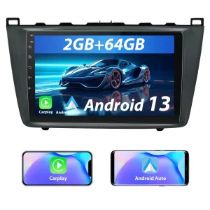 AWESAFE Android 13 Radio de Coche 9 Pulgadas 2GB+64GB con Bluetooth/GPS, CarPlay Inalámbrico y Android Auto para Mazda 6 Ultra 2008-2015