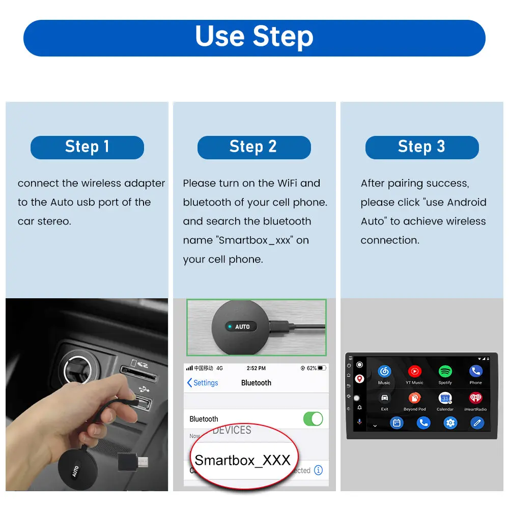 AWESAFE Android Auto Wireless Adapter, Upgrade Android Auto Wireless Dongle Required for Factory Wired Android Auto Cars and Android Phones – Image 7