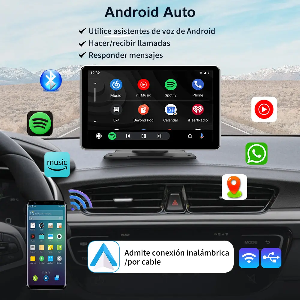 AWESAFE Android Car Stereo Para Renault Sistema Actualización de Radio de Pantalla Táctil con Carplay Inalámbrico Android Auto, Soporte Bluetooth WiFi Navegación GPS – Image 4