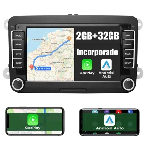 AWESAFE 7 Pulgadas Autoradio Para VW Polo Golf Passat Seat Tiguan Touran Caddy EOS Sistema Actualización de Radio de Pantalla Táctil con Carplay Inalámbrico Android Auto, Soporte Bluetooth y Navegación GPS