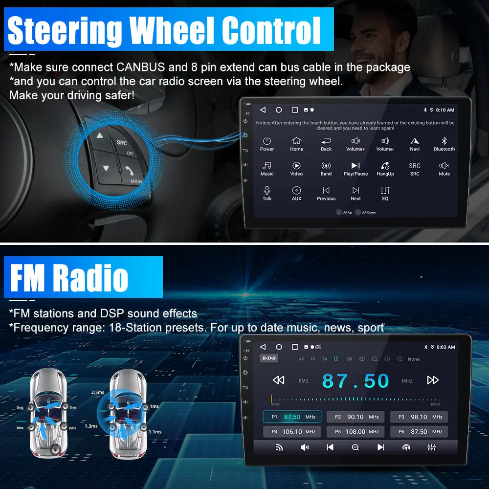 AWESAFE 2+64G Android 13 Car Stereo for Dodge RAM 1500 2500 3500 2013 2014 2015 2016 2017 2018, Android Touch Screen Radio Replacement with Wireless CarPlay Android Auto - (Only fit Manual AC) – Image 7