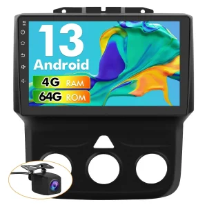 AWESAFE 4+64GB Android 13 8 Core Car Radio for Dodge RAM 1500 2500 3500 2013-2019(Manual AC) Trucks Radio Upgrade, Wireless CarPlay Android Auto Touch Screen Replacement GPS Bluetooth WiFi,Backup Camera