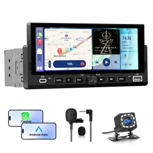 AWESAFE Autoradio 1 DIN avec Écran Tactile HD 6,86 pouces,CarPlay & Android Auto sans Fil Bluetooth FM USB Compatible Caméra de Recul